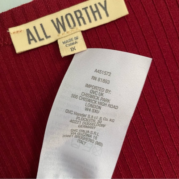 NEW All Worthy Red Open Front Rib Cardigan Sweater - Picture 6 of 10